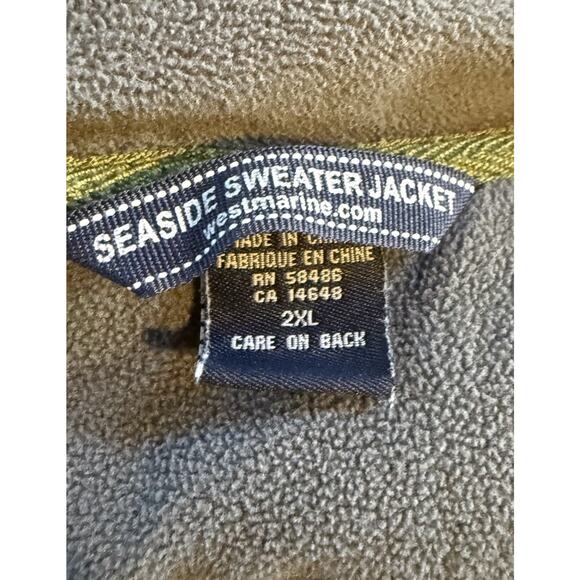 West Marine Men’s 2X Seaside Sweater Yachting Jacket Green Knit Zip Up - Picture 7 of 9